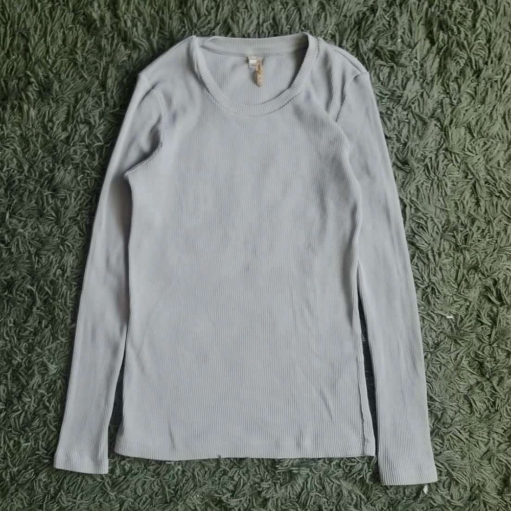 393. ribbed long crew tee